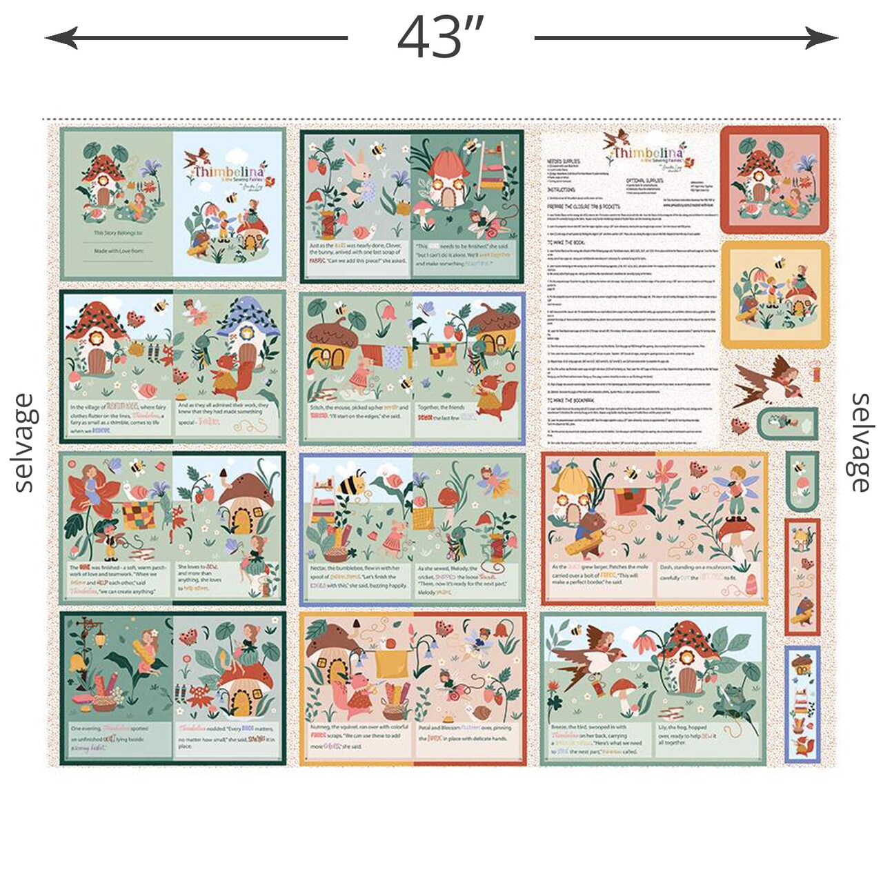 Storybook Panel (pd16867-panel) | Thimbelina & the Sewing Fairies | Jennifer Long | Riley Blake